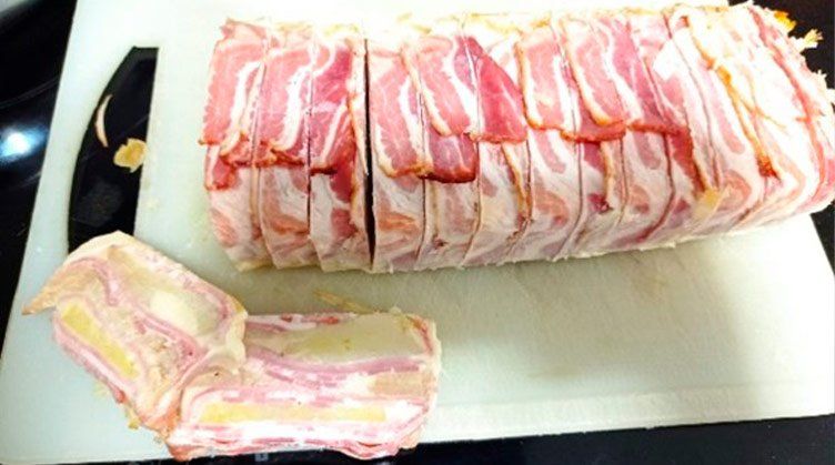 Milhojas de patata y bacon